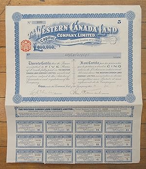 Western Canada Land Company stock certificate