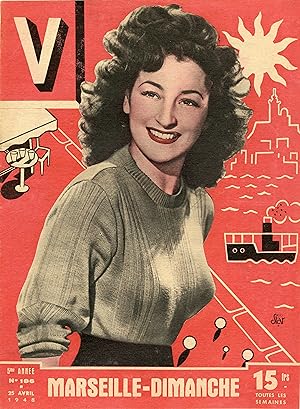 "MARSEILLE-DIMANCHE" Couverture originale entoilée Magazine V n° 186 du 25/04/1948 (PHOTO STAR)