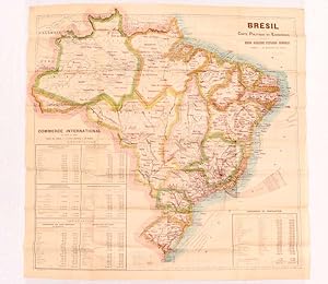 Brésil. Carte Politique et Economique [ Commerce International en 1906 et 1907 ]