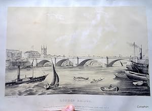 London Bridge. Lithographic Print c1840