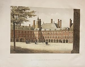 [Large Lithograph, lithografie, The Hague] Het Stadhouderlijk kwartier (Binnenhof Den Haag), 1 p....