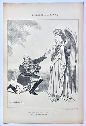[Original lithograph/lithografie by Johan Braakensiek] Engelands Kroon en de Oorlog, 30 Maart 190...