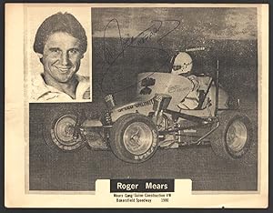 Roger Mears Fan Card Bakersfield Speedway-signed 8 x10 fan card-Mears Gang//Guinn Construction VW...