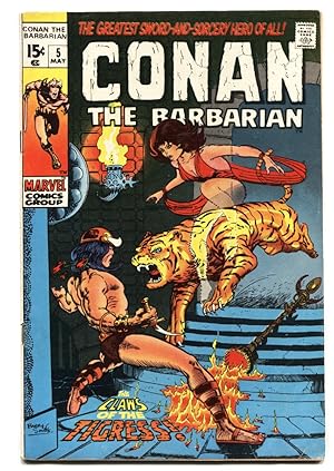 CONAN THE BARBARIAN #5 1971-TIGER COVER FN