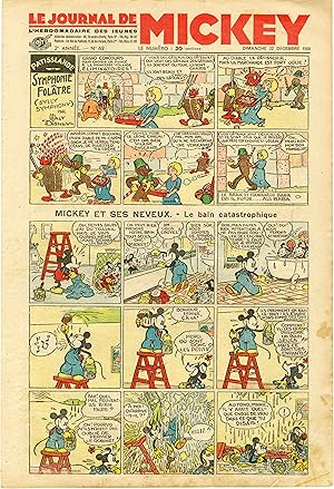 "LE JOURNAL DE MICKEY N° 62 (22/12/1935)" MICKEY ET SES NEVEUX : Le bain catastrophique