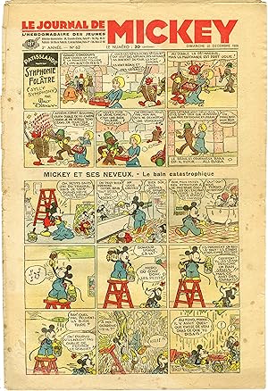 "LE JOURNAL DE MICKEY N° 62 (22/12/1935)" MICKEY ET SES NEVEUX : Le bain catastrophique