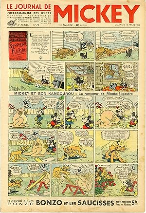 "LE JOURNAL DE MICKEY N° 74 (15/3/1936)" MICKEY ET SON KANGOUROU : La rancoeur de Moule-à-gaufre