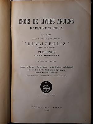 Choix de Livres Anciens Rares et Curieux Romans de Chevalerie (Poèmes épiques, sacrés, heroiques,...