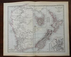Western Australia Tasmania New Zealand Auckland 1889 Petermann detailed map