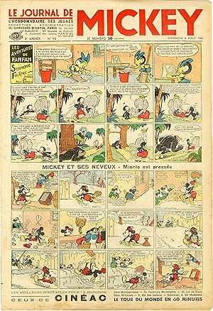 "LE JOURNAL DE MICKEY N° 95 (9/8/1936)" MICKEY ET SES NEVEUX : Minnie est pressée