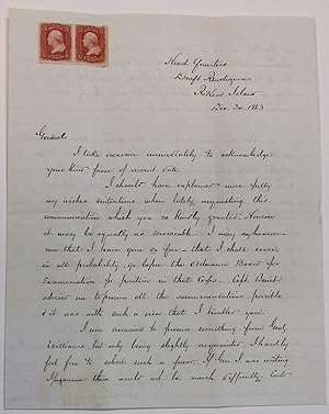 AUTOGRAPH LETTER SIGNED, FROM CAPTAIN AND AAG R.C. SHANNON, TO GENERAL THOMAS H. RUGER, SOLICITIN...