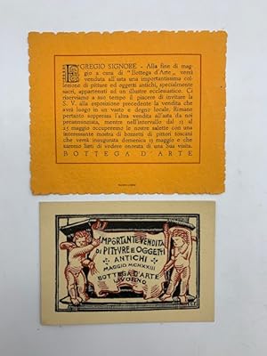 Importante vendita di pitture e oggetti antichi, maggio 1923, Bottega d'arte, Livorno (pieghevole...