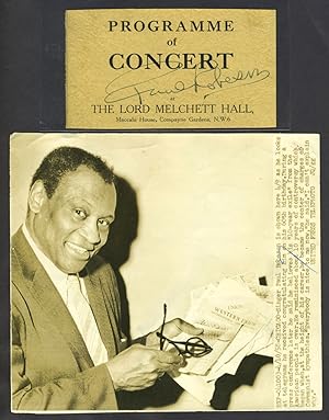 Robeson's signature clipped from a London concert program together with US Press Photograph of Ro...