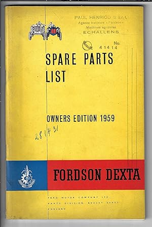 Spare parts list Fordson Dextra
