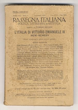 ITALIA (L') di Vittorio Emanuele III. MCM-MCMXXV. [In:] Rassegna Italiana, politica, letteraria e...