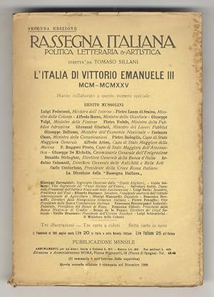 ITALIA (L') di Vittorio Emanuele III. MCM-MCMXXV. [In:] Rassegna Italiana, politica, letteraria e...