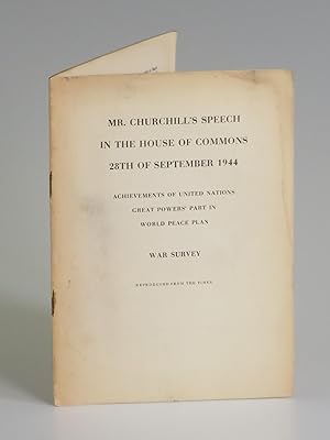 Mr. Churchill's Speech in the House of Commons, 28th of September 1944
