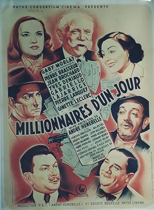 "MILLIONNAIRES D'UN JOUR" Réalisé par André HUNEBELLE en 1949 avec Gaby MORLAY, Pierre BRASSEUR, ...