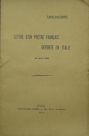 Lettre d'un prêtre français déporté en Italie (13 Août 1794)