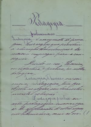 PEDAGOGIA. [MANUSCRITO CERCA 1880]