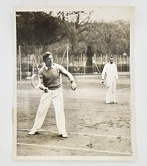 ORIGINAL PHOTOGRAPH OF SPENCER TRACY PLAYING TENNIS IN PARIS. 1939