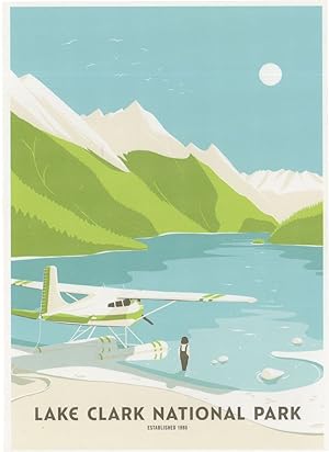 Lake Clark National Park Plane Aircraft on Beach Alaska USA Postcard