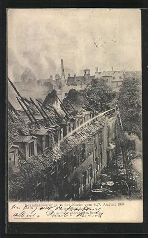 Ansichtskarte Strassburg, Brandkatastrophe im August 1904, Löscharbeiten