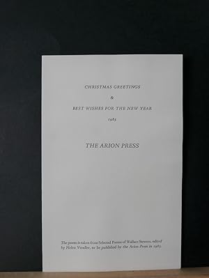 Christmas Greetings and Best Wishes for the New Year 1985 Arion Press