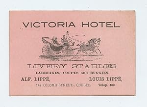 Card for Victoria Hotel Livery Stables