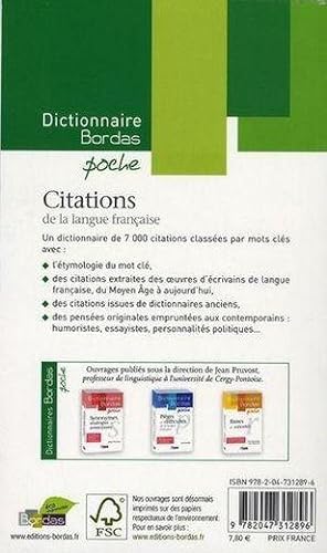 Citations de la langue française. 7000 citations d'hier et d'aujourd'hui classées par mots clés
