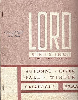 Catalogue 62 - 63. Lord & Fils Montreal