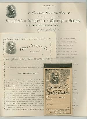 Allison Coupon Company, Indianapolis, 1 Lot of Three 1890 Paper Documents, Coupon Book, Brochure,...