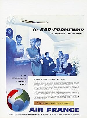 "BAR-PROMENOIR AIR FRANCE" Annonce originale entoilée (années 50)