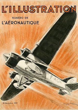"L'ILLUSTRATION: NUMÉRO DE L'AÉRONAUTIQUE" Couverture originale entoilée L'ILLUSTRATION 19/11/193...