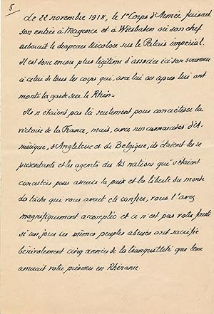 Général GUILLAUMAT Manuscrit autographe discours à Lille
