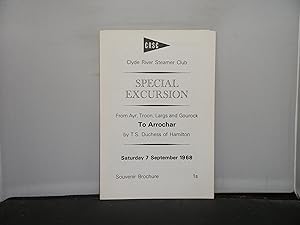 Programme of Special Excursion from Ayr, Troon, Largs and Gourock to Arrochar by T. S. Duchess of...