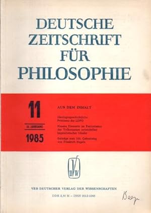 Deutsche Zeitschrift für Philosophie, 33. Jg. 11/1985