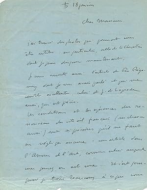 Marie-Alain COUTURIER belle lettre autographe sur la Renaissance du vitrail
