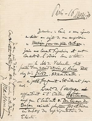 Jules MASSENET compositeur riche lettre autographe signée Musique pièce antique
