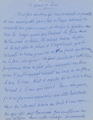 René Louis DOYON beau manuscrit autographe signé 9 p. Quais de Paris et 3 LAS