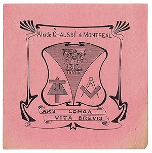 Alcide Chaussé à Montreal. Wappen mit korinthischer Säule und Freimaurersymbolen. Jugendstildekor...