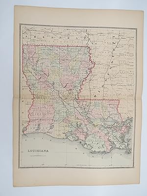 ORIGINAL 1888 HAND COLORED BRADLEY-MITCHELL MAP OF LOUISIANA 19" X 25"