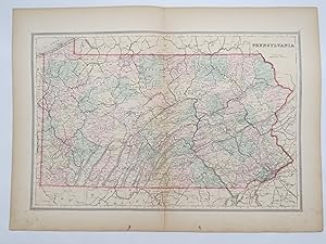ORIGINAL 1888 HAND COLORED BRADLEY MAP-MITCHELL OF PENNSYLVANIA 19" X 25"