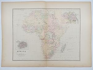 ORIGINAL 1888 HAND COLORED BRADLEY-MITCHELL MAP OF AFRICA 19" X 25"