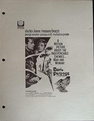 Dark Purpose Campaign Sheet 1963 Shirley Jones, Rossano Brazzi