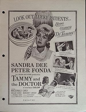 Tammy and the Doctor Campaign Sheet 1963 Sandra Dee, Peter Fonda