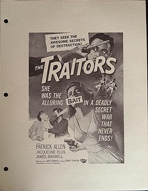 The Traitors Campaign Sheet 1963 Patrick Allen, Jacqueline Ellis