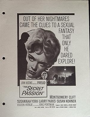 The Secret Passion Campaign Sheet 1963 Montgomery Clift, Susannah York