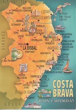 Postal E03493: Mapa de la Costa Brava