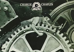 Charlie Chaplin Movie Star Stuck In Moving Antique Clock Postcard